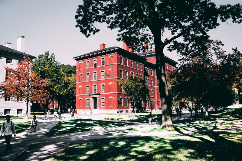 college, building, 5K, building exterior, design, sunlight, tree, outdoors, windows, people, town, architectural design, school, manhattan