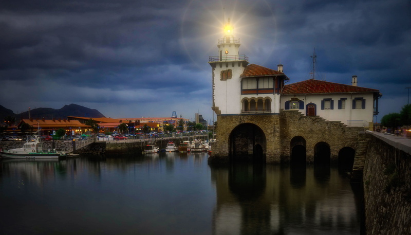 architecture, water, residential district, reflection, waterfront, nature, arriluce, guecho, religion, is, basque country, lighthouse, no people, city