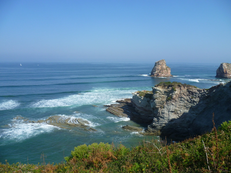 coastline, horizon, atlantic, rock, outdoors, landscape, hendaye, scenics - nature, basque country, day, plant, cliff, wave, sky, tranquility, beach, motion