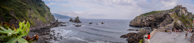 sea, rock, beach, cloud - sky, no people, panoramic, landscape, outdoors, nature, beauty in nature, land, water, plant, mountain, sky, bizkaia, 4K, solid