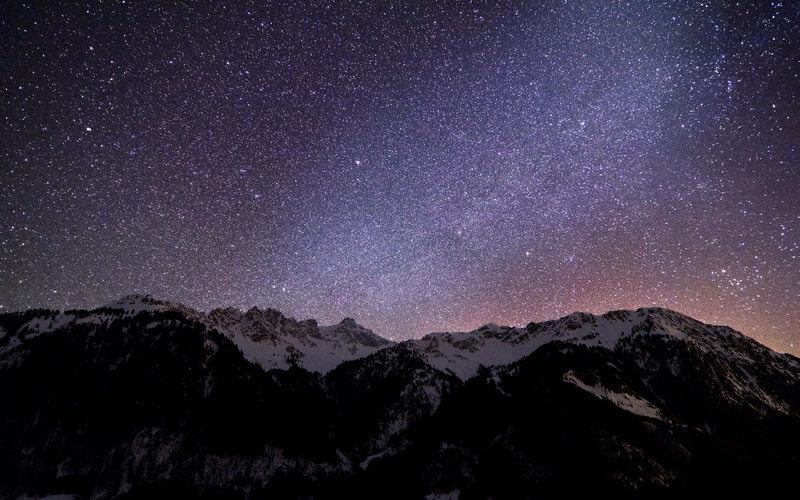 tranquility, night, nature, mountain peak, majestic, tokinaat‑x116prodx, landscape, mountains, germany, galaxy, mountain range, canoneos550d, sky, no people