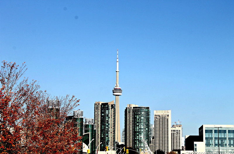 tall - high, day, building exterior, travel destinations, city, canada, cityscape, views, spire, 4K, no people, built structure, toronto, tree, sky, skyscraper