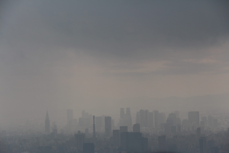 fog, city view, tall, outdoors, cityscape, no people, building, built structure, urban skyline, skyline, city, bad weather, landscape, skyscraper, financial district