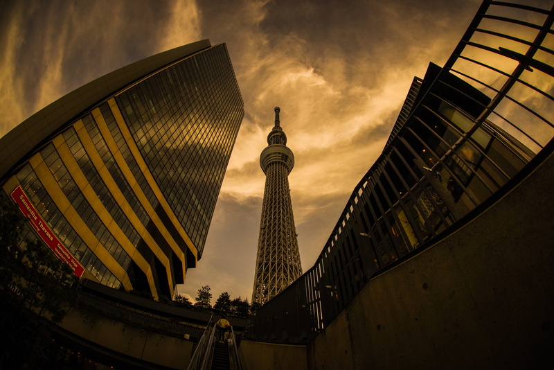 built structure, tower, skyscraper, cloud - sky, tokyo, city, sky, sunset, nature, tall - high, no people, 5K, evening, travel destinations, bridge - man made structure
