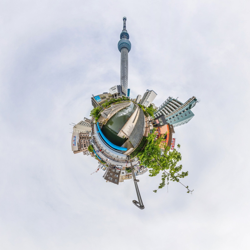 8K, modern, spire, sumida-ku, digital composite, building, scenery, space, outer space, day, little planet, architecture, no people, tower, animal, japan