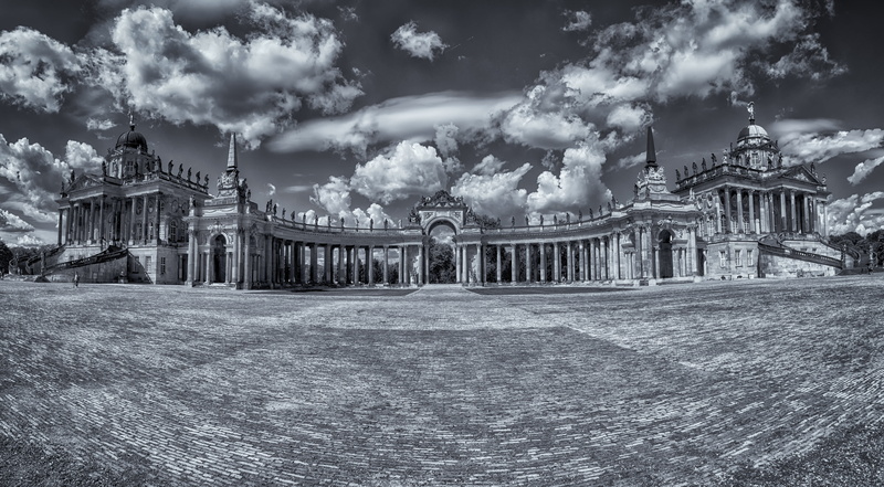travel destinations, hand, ptgui, the past, building, castle sanssouci, 8K, cloud - sky, architectural column, gästehaus new palais, religion, travel