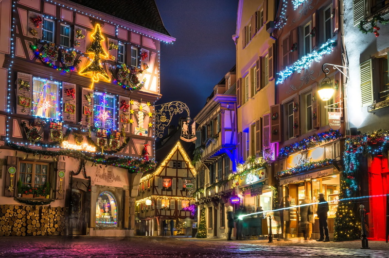 night, lights, 1080P, Christmas, France, Colmar