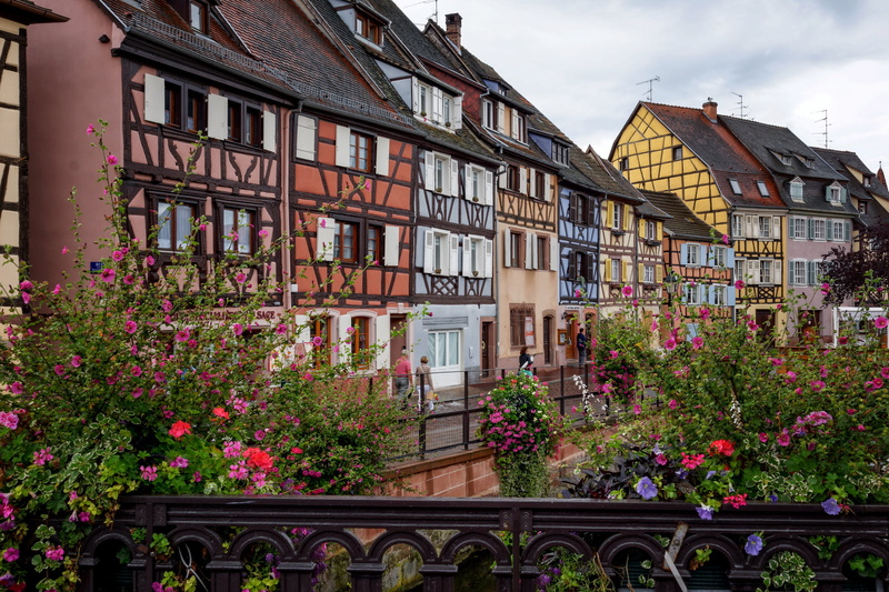 building exterior, architecture, home, house, Fachwerk, the sky, city, flowers, building, beauty in nature, day, outdoors, flowering plant, France, pink