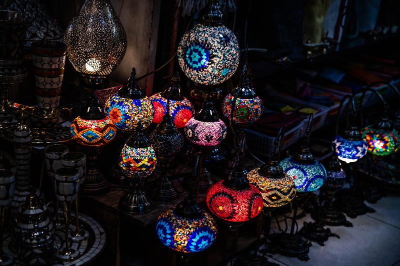 collection, chandelier, indoors, sphere, crystal, market stall, hanging, abundance, electric lamp, arrangement, glitter, spoke, art and craft, large group of objects