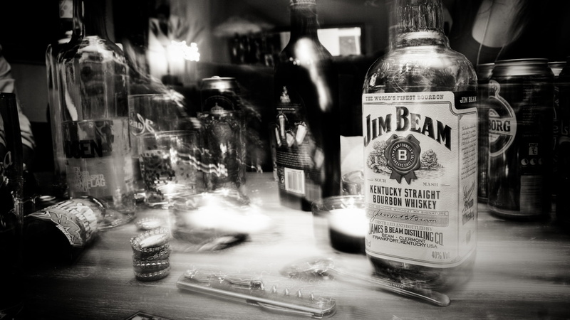 full, close, glass - material, liquor, street, refreshment, glass, city, nobody, liquid, bottle, container, transparent, illuminated, object, food, cold