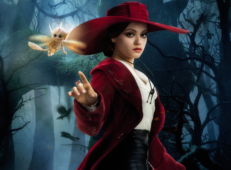 witch, 2K, Mila Kunis, portrait, waist up, adult, Theodore, women, young adult, beauty, one person, red, hat, woman, three quarter length, digital