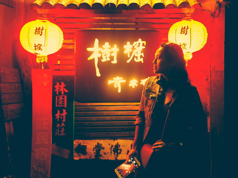 built structure, women, jiufen old street, lantern, lifestyles, chinese lantern, young adult, adult, illuminated, chinese, warm clothing, hanzi, architecture