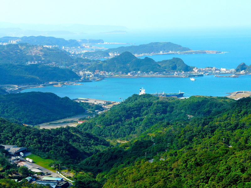 blue sea, beautiful scenery, taipei, aerial view, jiufen, outdoors, Mountain, scenics - nature, sea, bay, landscape, tree, environment, built structure