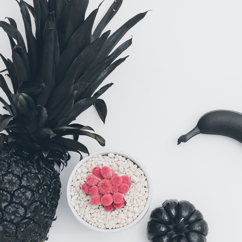 close-up, high angle view, plant part, pot, studio shot, nature, healthcare and medicine, food, directly above, pineapple, 2K, no people, still life, pumpkin