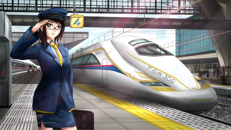 glasses, beautiful woman, communication, day, public transportation, technology, fashion, anime, public transport, architecture, adult, aviator, 1080P