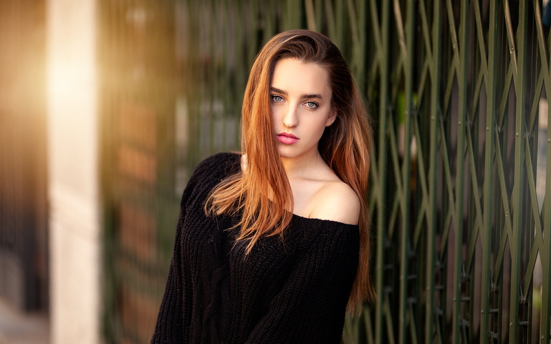 women, Eric Vend, face, portrait, women outdoors, long hair, blue eyes, brunette, sweater, 1080P