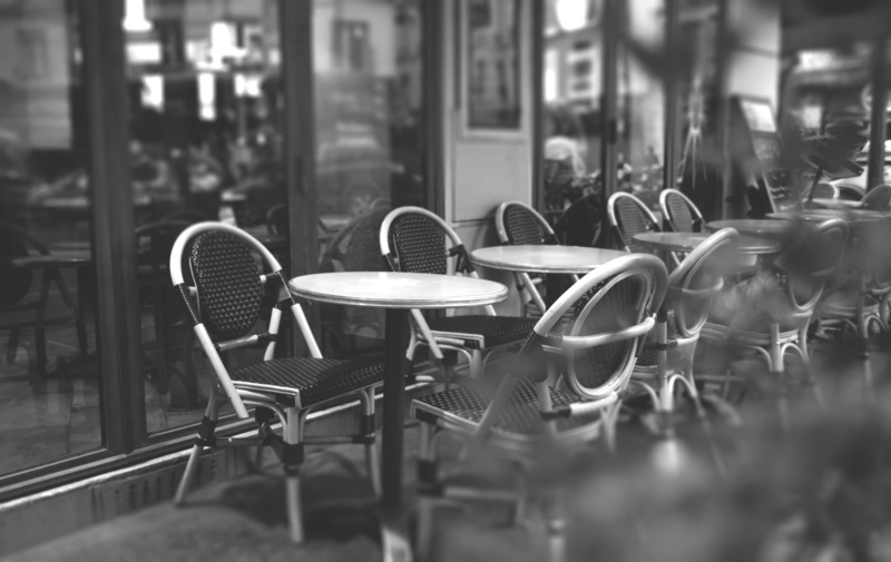 furniture, empty, cafe, people, building, restaurant, absence, windows, stock, monochrome, bar cafe, cafeteria, outdoors, close-up, no people, wooden, street