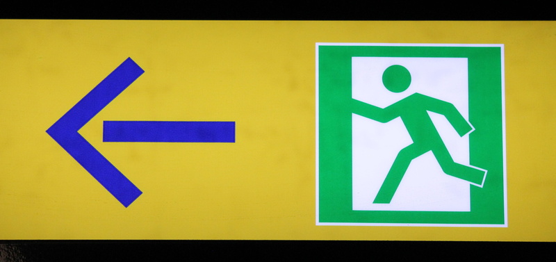 yellow, blue, disaster, close-up, next, door, Rescue, way out, information, warning symbol, brand, urgency, Escape Route, communication, sign, safety, icon