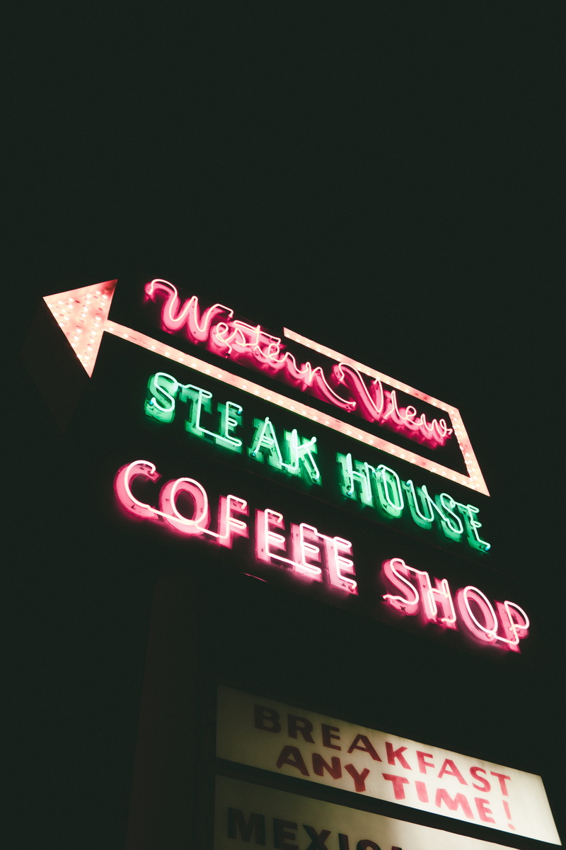 shop, coffee, guidance, dark, no people, angle, capital letter, 5K, close-up, view, direction, black background, sign, copy space, house, text, architecture