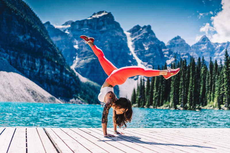 nature, yoga, 720P, women, tattoo, mountain, lake