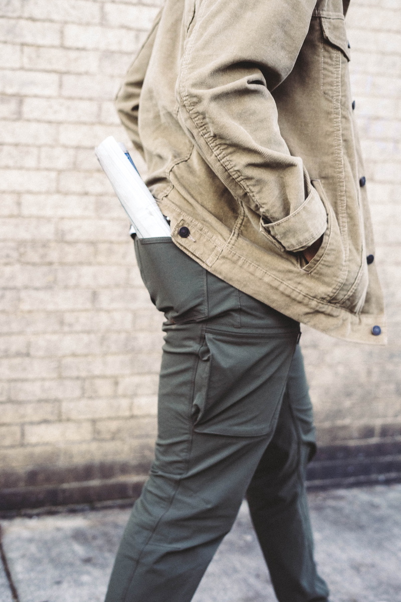 pocket, focus on foreground, khaki, jeans, pants, overcoat, apparel, fashion, outdoors, spoke, city, helmet, hands in pockets, photography, back, 5K, street