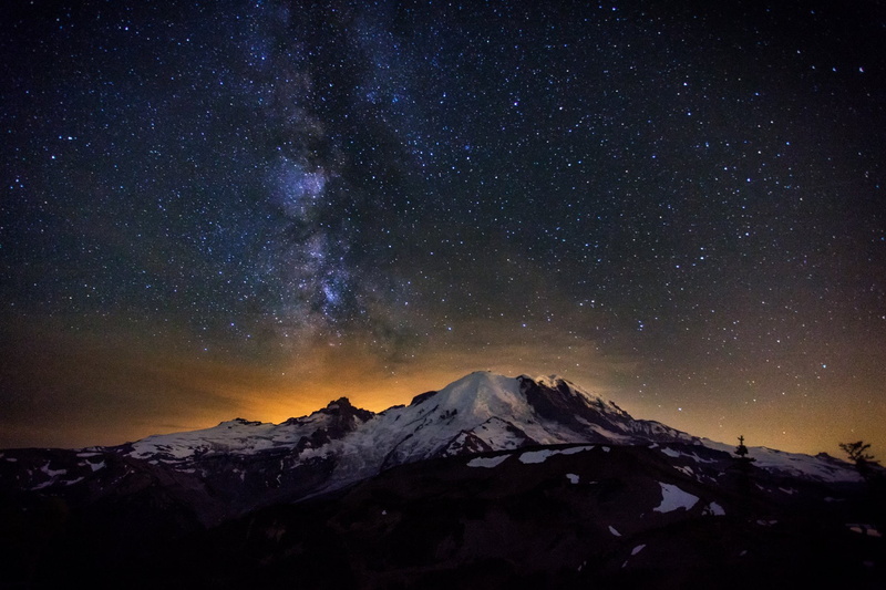 Mountain, Nature, Sky, Milky Way, 1080P, Starry Sky, Sci Fi, Stars, Night, Mount Rainier
