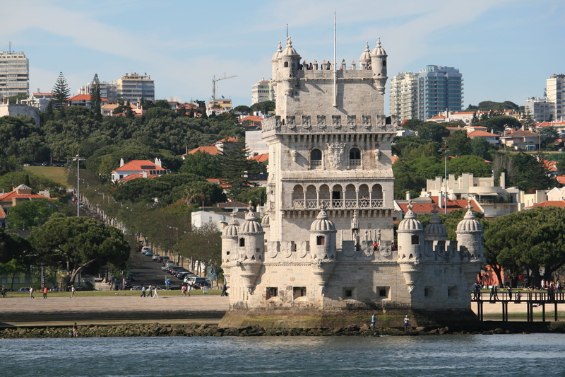 architecture, plant, portugal, tourism, belém tower, travel, tree, history, incidental people, water, skyscraper, day, city, office building exterior, cityscape