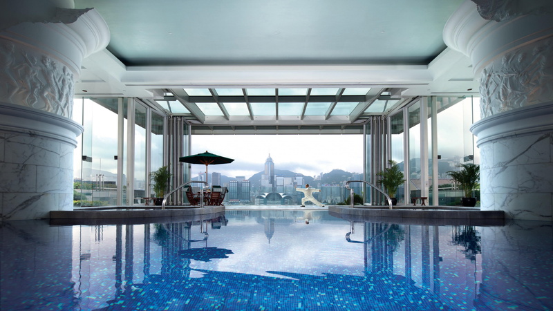 man, resort, travel, The Peninsula Hong Kong, pool, white, near, vacation, tourism, swimming, glass, 5K, wearing, Best Hotels of 2017, window, China, standing