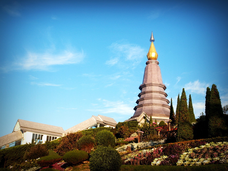 no people, tourist, ancient, traditional, pagoda, flower, beauty, temple, tourism, religion, blue, belief, nature, spire, art, architecture, tree, construction