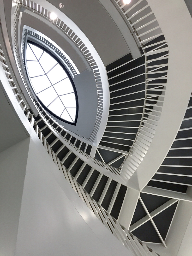 spiral, architecture, spiral staircase, modern, geometric shape, circle, built structure, chicago, metal, machinery, art, design, railing, architectural feature