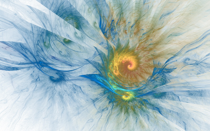 blue, white, spiral, yellow, 2560a, rainbows, waves, fractals, 2K