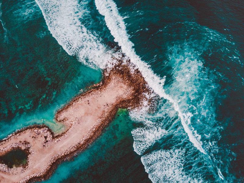 high angle view, nature, sea, water, land, body, ocean, brown, blue, island, 2K, surfing, beauty in nature, scenics - nature, from above, beach, aerial