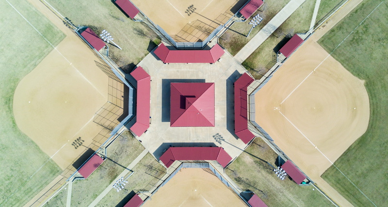 water, pattern, view, aerial, art and craft, fields, daytime, circle, design, baseball, 2K, building exterior, geometric shape, outdoors, from above, aerial view