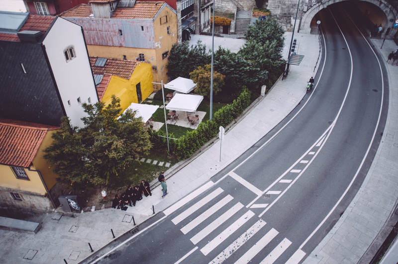 transportation, 1080P, aerial view, building exterior, near, tunnel, sitting, plant, street, concrete, no people, architecture, motor vehicle, pavement marking