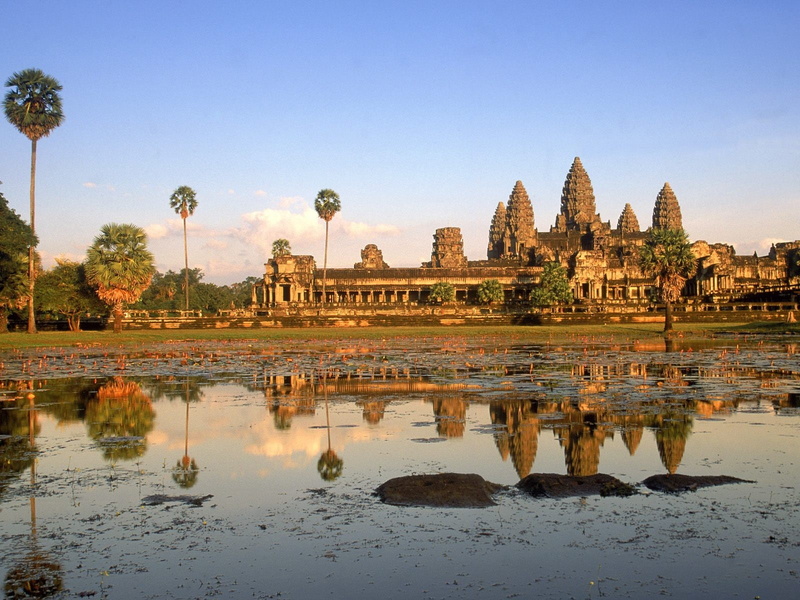 sunset, angkor, cambodia, wat, 720P