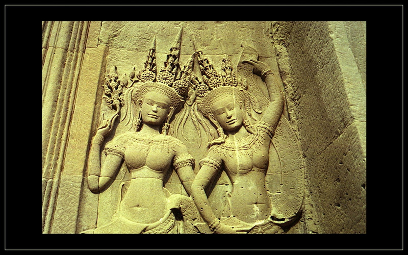 picture, female, angkor, woman, apsaras, stone, nice, 2K, stones, women, widescreen, pretty, dancers, architecture, wat
