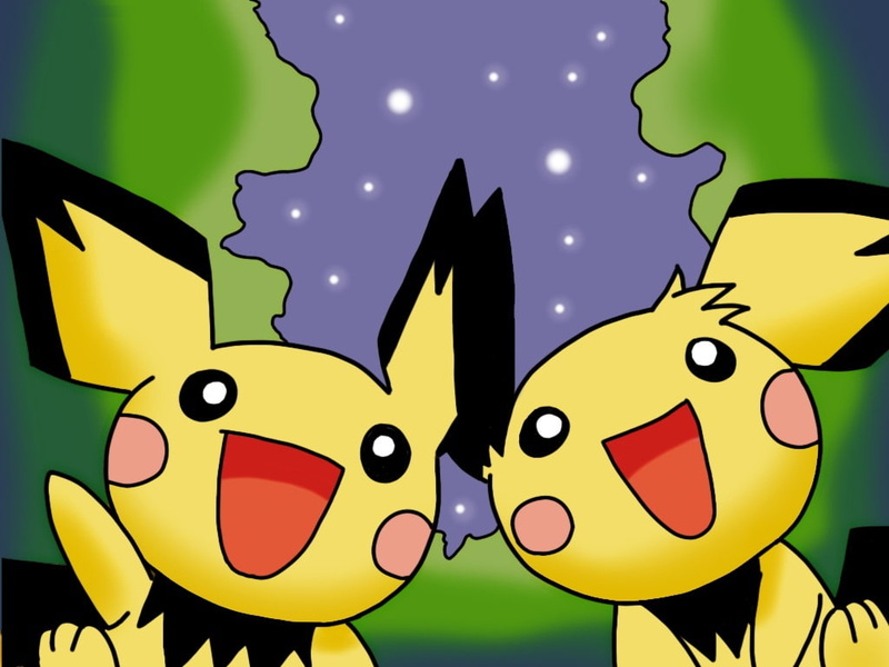 art, cute, pichu, hd, pokemon, 480P, anime, stars, Electric