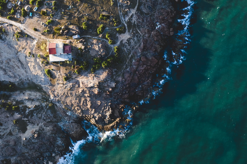  rock formation, tourist, beauty in nature, eye, 4K, scenics - nature, house, high angle view, space, view, rock, land, s, built structure, tranquility
