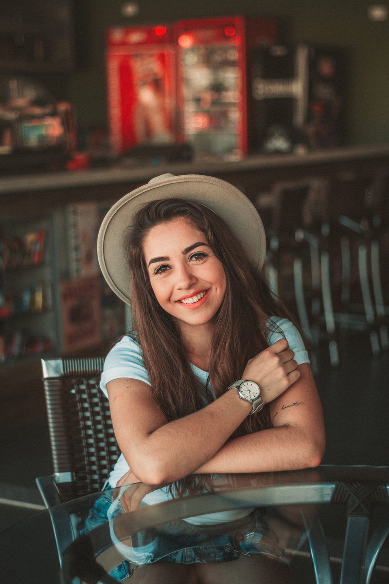 woman, beauty, hat, vacations, indoor, 4K, wearing, portrait, fashion, friendship, coke, cheerful, women, caucasian Ethnicity, brunette, smiling, happy