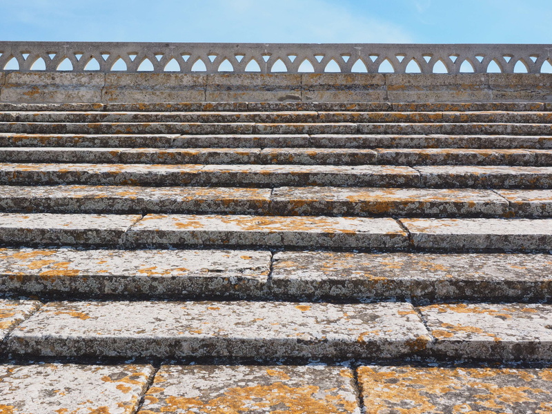 staircase, roof, rusty, steps and staircases, solid, building exterior, security, stone stairs, building, church roof, architecture, 4K, the way forward