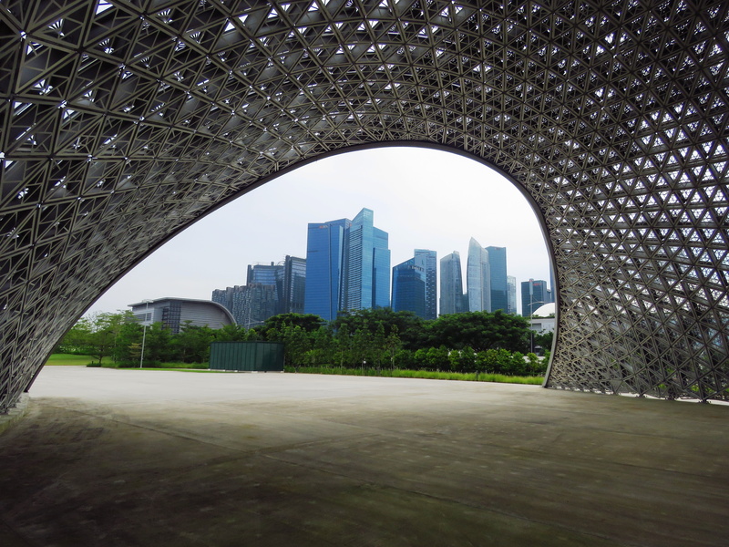 Marina, day, no people, financial district, city, plant, modern, built structure, travel, Singapore, garden by the bay, arch, sky, landscape, tower, Garden