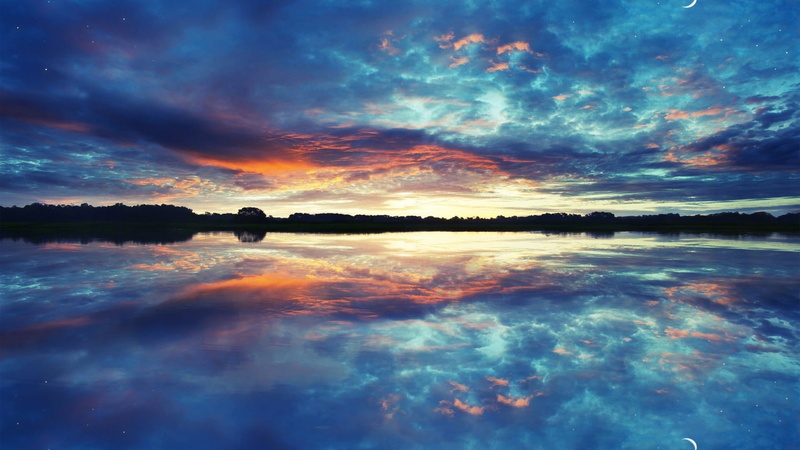 idyllic, tranquility, water, non-urban scene, outdoors, nature, landscape, romantic sky, body, reflection, lake, 1080P, waterfront, symmetry, no people