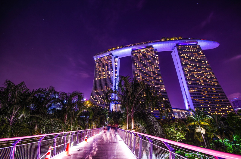 bridge - man made structure, connection, 4K, sky, travel destinations, city, cityscape, bridge, marina bay sands, tree, marina bay of singapore, office building exterior