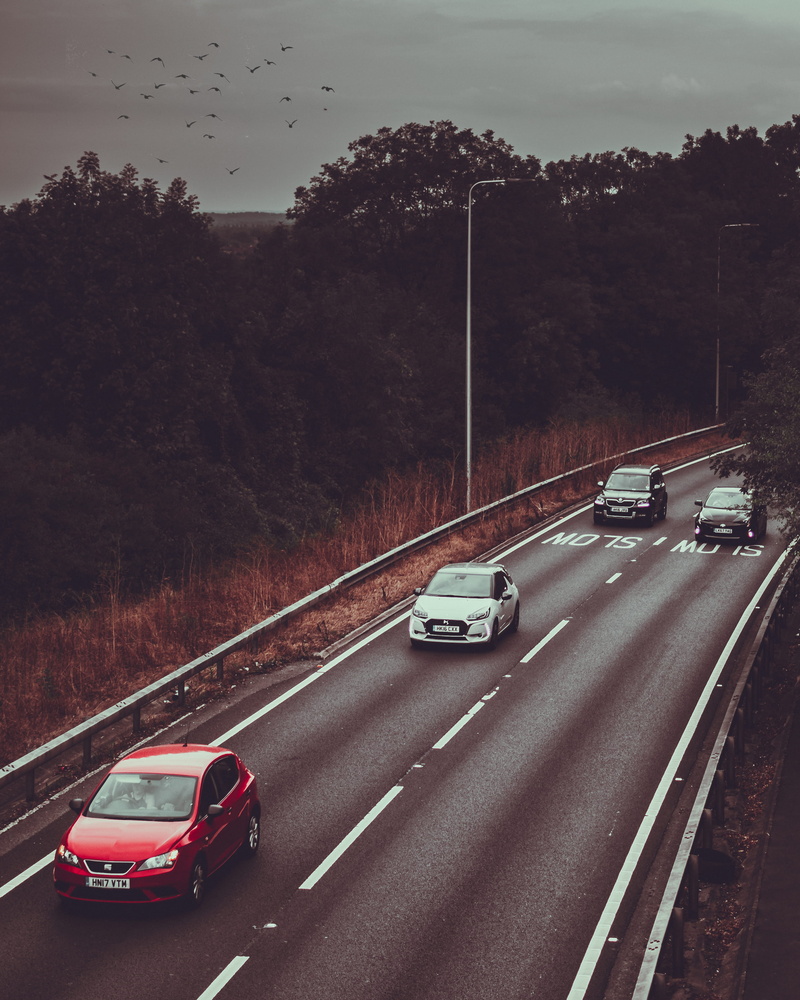 no people, motor vehicle, united kingdom, marking, way, day, bridge, roadtrip, land vehicle, vehicles, lane, a road, sign, asphalt, overtake, 4K, tarmac