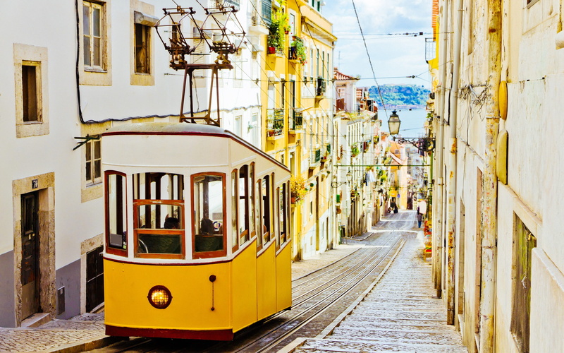 2K, history, residential district, built Structure, Lisbon, travel Destinations, travel, rails, portugal, nature, europe, famous Place, yellow, building
