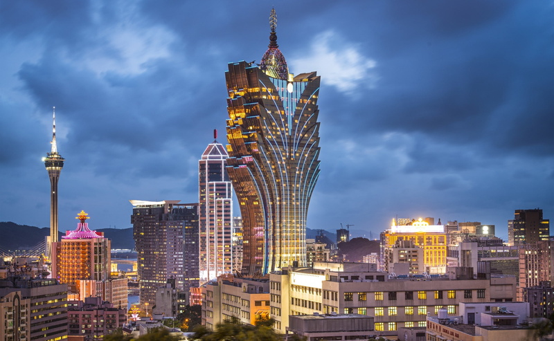 built structure, brown, cityscape, tower, outdoors, office, tall - high, China, 2K, nature, travel destinations, skyscraper, luxury, macau, spire, architecture