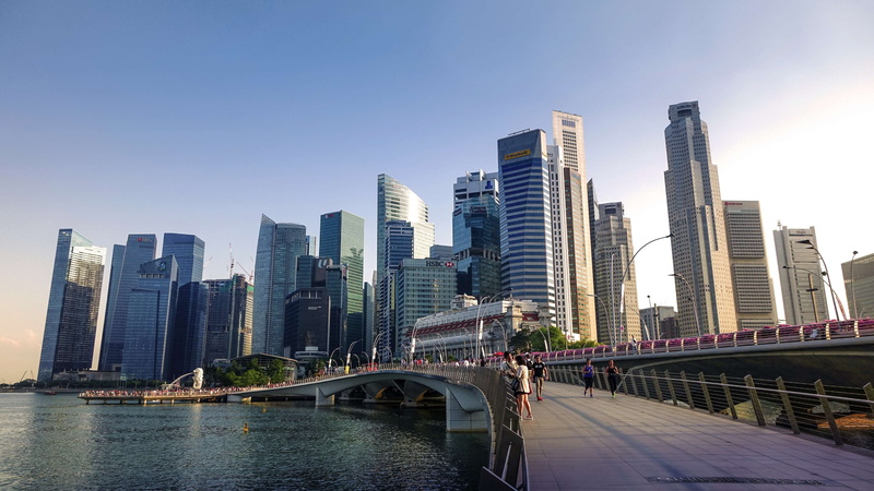 bank, cityscape, city life, bridge - man made structure, modern, building, office, connection, offices, downtown district, water, skyscraper, skyline, singapore river