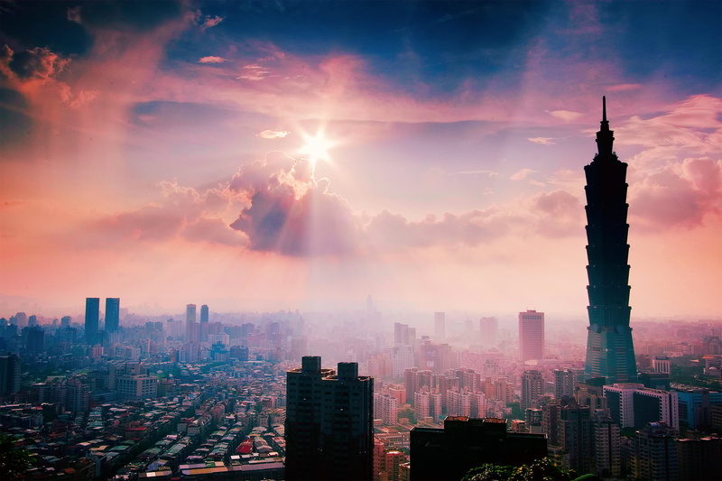 outdoors, tower, buildings, Taipei 101, after the rain, summer, Taipei, built structure, rise, city, office building exterior, tourism, sunset, 1080P