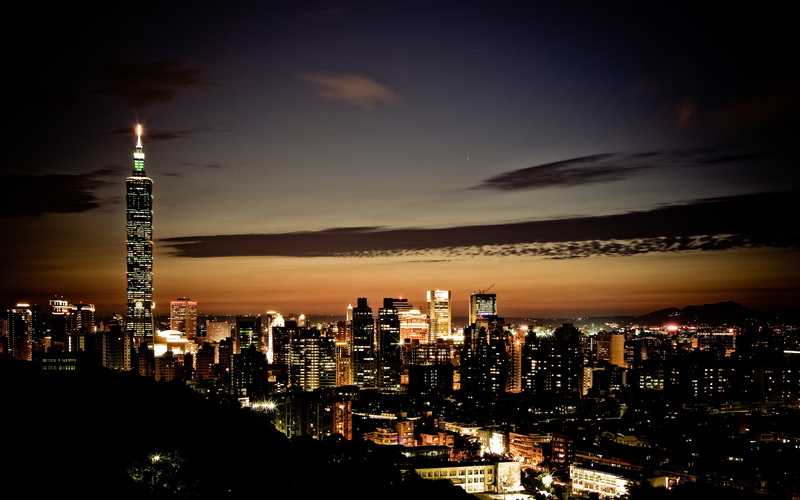 no people, taipeitaiwan, sky, cityscape, black, cloud - sky, building exterior, tall - high, taipei101, sunset, nature, orange, night, financial district