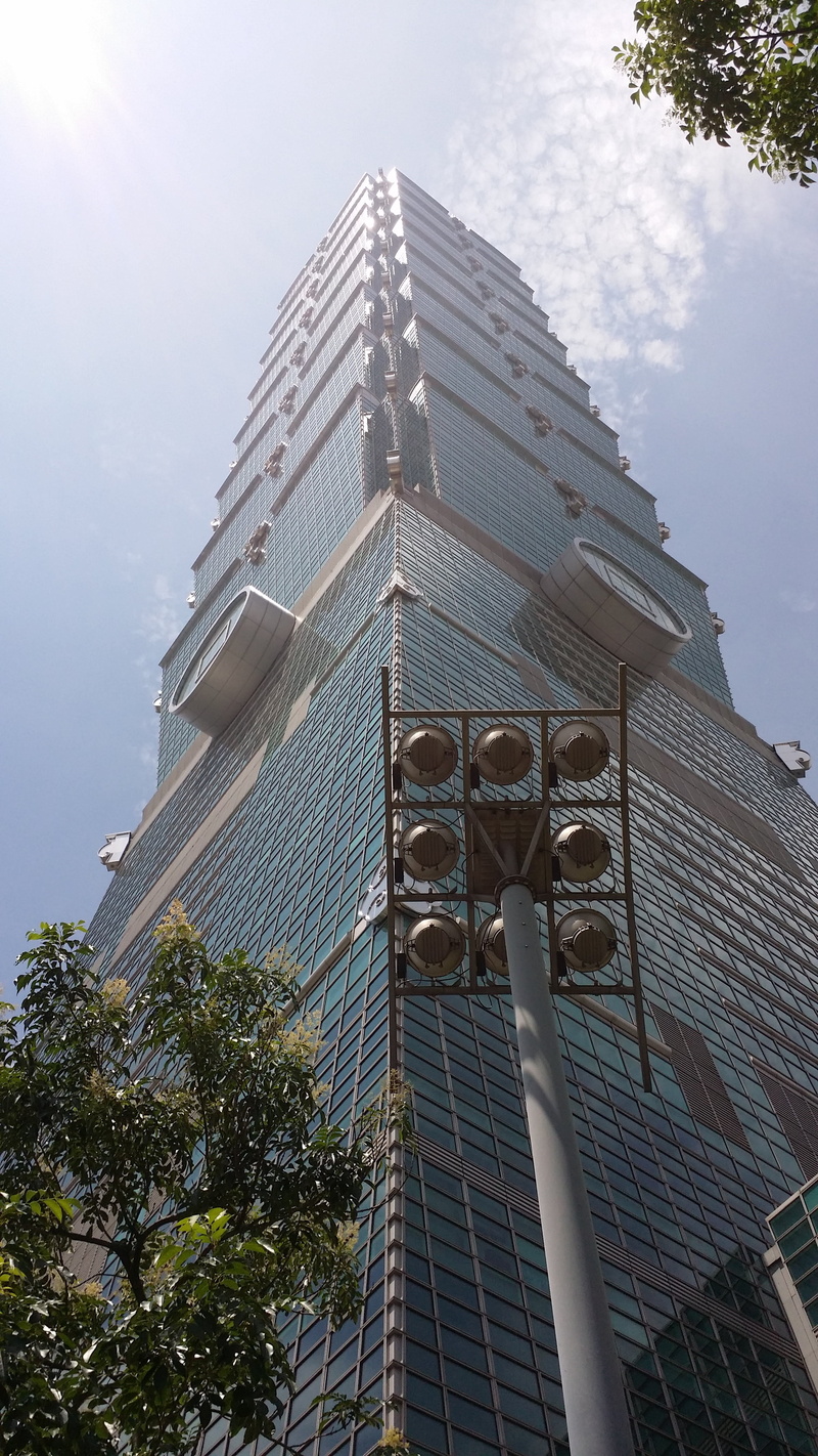 urban, financial, building exterior, 4K, taiwan, travel destinations, 101, skyscraper, building, tall - high, downtown, outdoors, sky, tree, famous, skyline